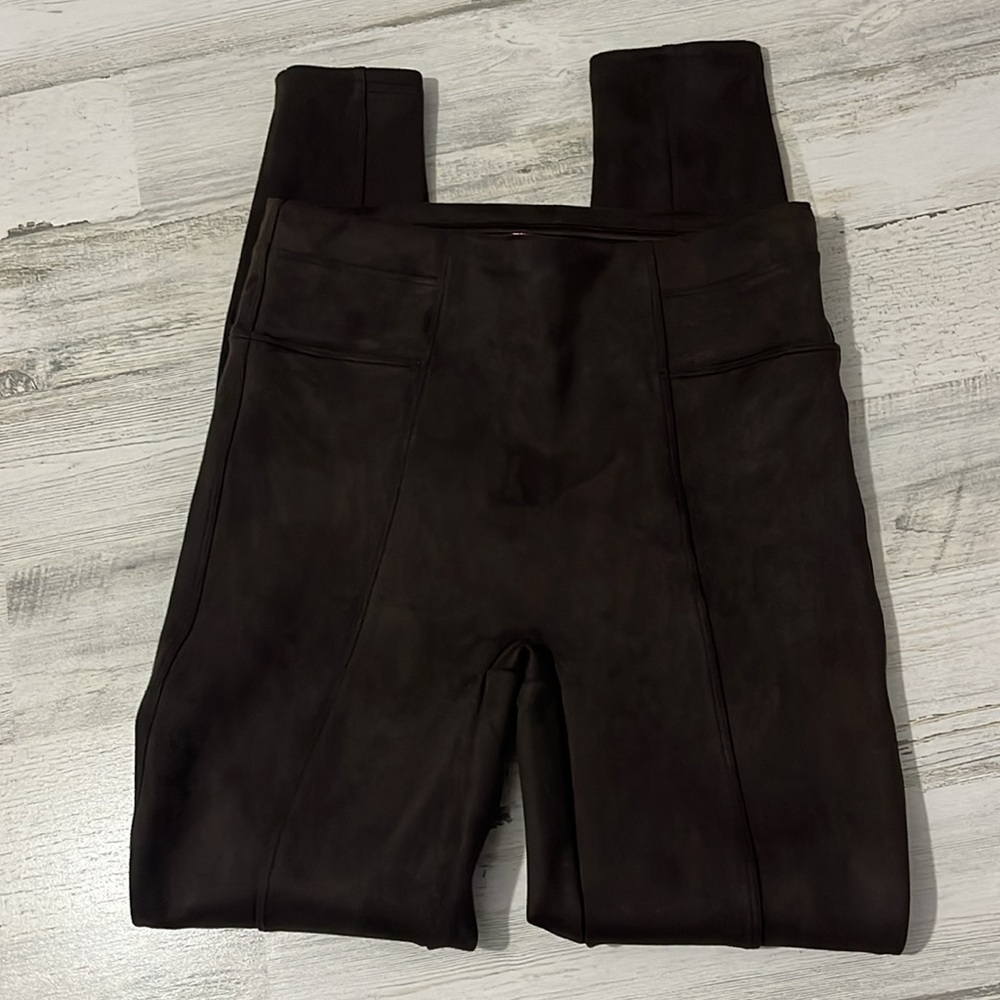 Spanx Chocolate Brown Faux Suede Leggings Size Small - Picture 6 of 13